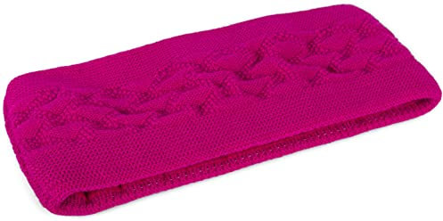 styleBREAKER Damen Strick Stirnband einfarbig mit Karo Muster, Thermo Fleece Futter, Winter Headband Uni 04026061, Farbe:Pink