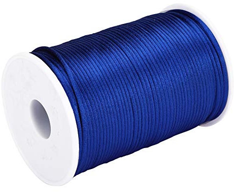 Cordoncino di nylon satinato 2,5 mm, cordoncino di cordoncino di perline in nylon cordino per annodare cinese per bracciali dell'amicizia, collane, creazione di gioielli, 100 yarde(Blu)