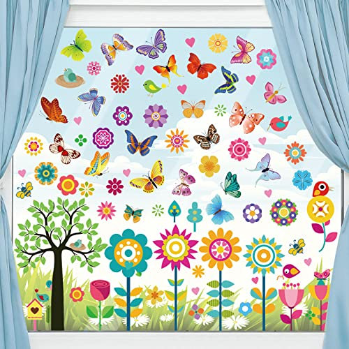 Fensterbilder - Frühling & Sommer: Blumen, Schmetterlinge & Frühlingsdeko - Suncatcher Sticker für Fenster