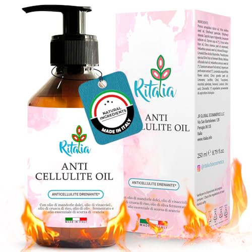 Ritalia dehnungsstreifen entfernen Anti Cellulite Öl 250ml BIO Pflege, feuchtigkeitsspendend straffend für professionelle cellulite massagegerät auch für Schwangerschaft KÖRPERÖL BESTE SENFSALBE