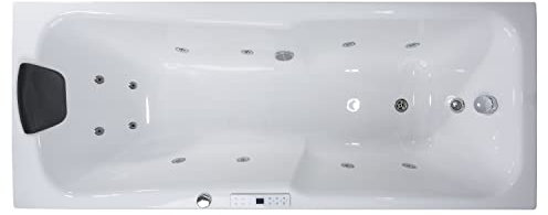 Basera® PREMIUM Indoor Whirlpool Badewanne Bali mit 12 Massagedüsen, Heizung, Ozongenerator, Bodenansaugung, LED-Ambiente, Touchpanel, Bluetooth, Radio