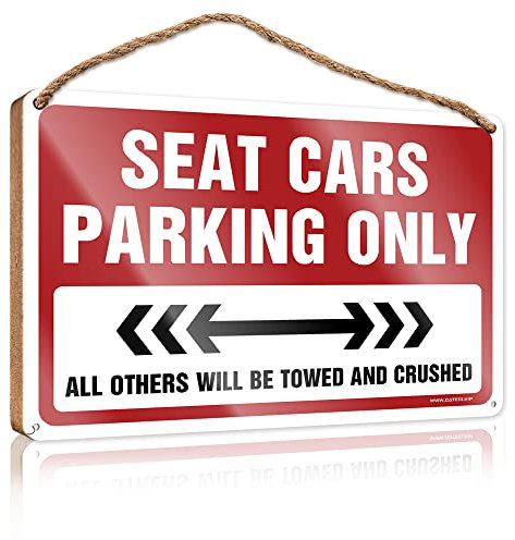 Rustikales Holzschild Seat Cars Parking Only, Hippie-Dekor, Büro-Türschilder, personalisierbar (Größe: 20 x 30 cm)