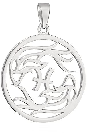 NKlaus 21mm Kettenanhänger Sternzeichen Fische 925 glanz Anhänger Silber Astrologie 14124