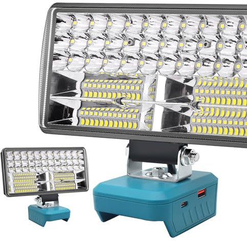 Aernair 18v Light Tools 38w 6000lm Torch Compatible with Makita 18v Lxt Battery Bl1850 Bl1850b Bl1830b Bl1830 Replace Dml806 Dml801, Flood LED Work Lights Flashlight with USB for Emergency