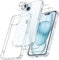 FLLAO 4 en 1 Funda para iPhone 15 con 2 Protector Pantalla y 1 Protector Lente Cámara, [Almohadilla de Aire integrada] Antigolpes Antiarañazos Carcasa 6,1 Pulgadas, Transparente