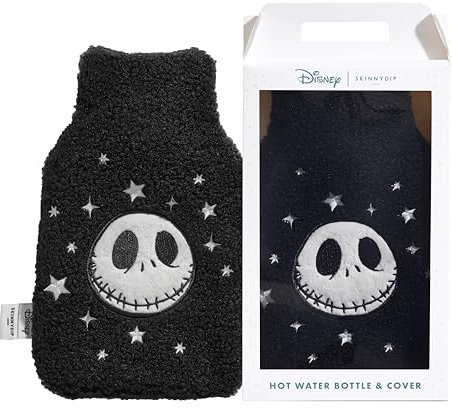 Skinnydip Hot Water Bottle Nightmare Before Christmas Cover with Soft Faux Fur – 300ml Capacity Cute & Fluffy with Twist-Lid Fastening & Machine Washable Cover,