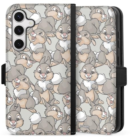 DeinDesign Klapphülle kompatibel mit Samsung Galaxy S24 Handyhülle aus Kunst Leder schwarz Flip Case Disney Klopfer Bambi
