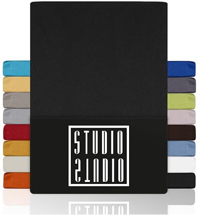 STUDIO Basic Spannbettlaken 200x220cm – Jersey-Spannbetttuch aus 100 % gekämmter Baumwolle – Anthrazit – Öko-Tex Zertifiziert, bügelfrei & elastisch – für Matratzen 15–35 cm