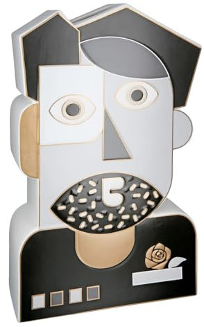 GILDE Deko Vase mit Gesicht Motiv - Deko Kunst Objekt Gesichtsvase aus Keramik - Dekoration Wohnzimmer Geschenk Geburtstagsgeschenk - Schwarz Weiß Höhe 41 cm