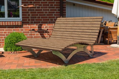 SCALANT Waldsofa Classic Inkl. Auflage + Kissen (hellgrau), WPC-Latten, für 2-3 Personen, Sonnenliege, Außenliege, Wellenliege, Relaxliege, Liege für den Garten, feuerverzinkt
