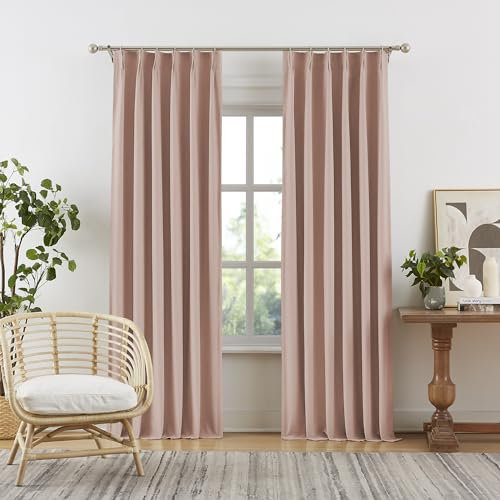 DUALIFE Plissee-Verdunkelungsvorhänge für Mädchen, Dekoration, Altrosa, Babyrosa, Raumverdunkelung, wärmeisoliert, für Wohnzimmer, mit Haken, 101,6 x 213,3 cm lang, Set mit 2 Paneelen