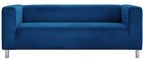 Cosy Burrows Klippan 2-Sitzer-Sofabezug aus Plüsch-Samtstoff, Ersatz-Sofabezug, maßgefertigt, für IKEA KLIPPAN Zweisitzer-Sofa, 180 cm (Preußischblau)