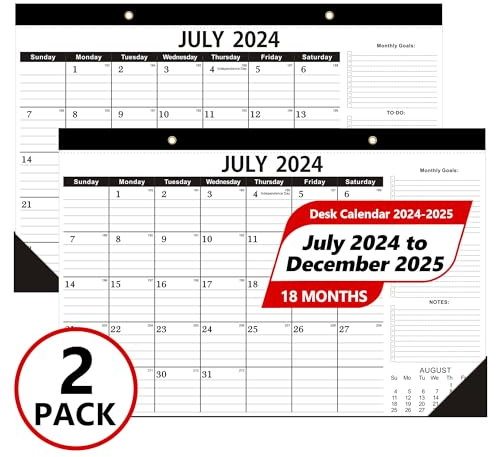 OLUPAND Kalender 2024–2025, großer Tischkalender 2024–2025, verwenden Sie Juli 2024 bis Dezember 2025 als Schreibtischkalender, Schreibtischplaner 2024, Klassenzimmerkalender oder Wandkalender