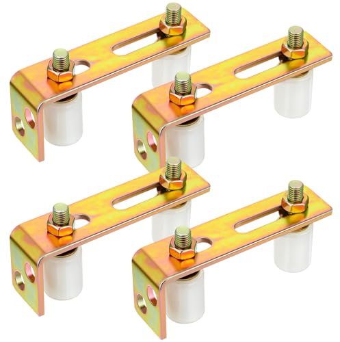 MorningRo 4 Pack Slide Gate Guide Roller Adjustable Dual Nylon Rollers with L Rear Post Bracket Sliding Gate Kit Support Assembly Rolling Hardware Kit, 2-5/16 Max Capacity