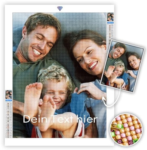 UM UPMALL 5D Diamond Painting Eigenes Foto – Diamond Painting mit eigenem Foto Text Personalisiert, Benutzerdefinierte Geschenke mit Diamantmalerei, Set für Erwachsene Home Decor 30x30cm