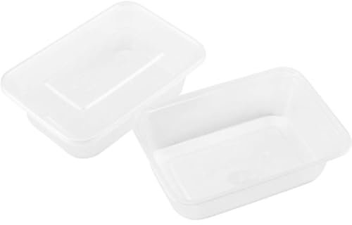 MERCHARII 25 × 500ml, Plastic food containers with lids, Heavy duty, Microwave, and freezer-safe, Heavy-duty, Rectangular, BPA-free, Reusable and Recyclable (500ml)