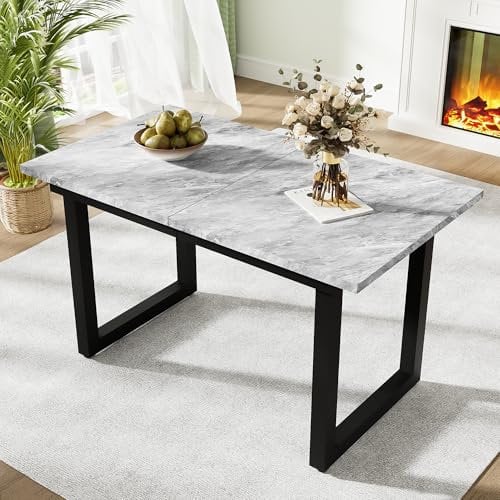 Merax Esstisch 140/180x80x75 cm, Ausziehbar Esszimmertisch mit Tischbeine aus Metall, Rechteckiger Küchentisch für Wohnzimmer und Esszimmer, Grau