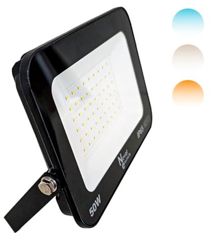 Nova Electricity Proyector LED 50W IP65 para Exterior - Foco Luz Neutra 4000K, Aplique de Pared Impermeable para Jardín y Farolas - Iluminación Segura y Duradera
