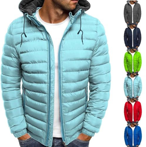 RLEHJN Daunenjacke Herren Winter, Steppjacke Herren Leichte Sale Wattierte Winterjacke mit Kordelzug Outdoor, Softshelljacke Baumwolle Kleidung, Übergangsjacke für Wandern Reisen Treking Fahrrad