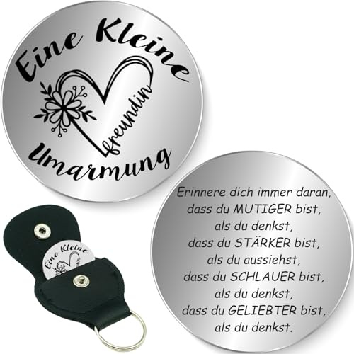 Tixlux Kleine Umarmung Glücksbringer, Glücksbringer mit Tasche, Pocket Hug, Mutmacher Geschenk, Gute Besserung Geschenke, Schlüsselanhänger für Freundin Frauen Patient (Silber)