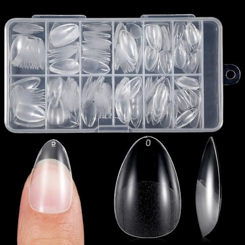 Qianyu 240 Stück Kurz Mandel Nagelspitzen Weiche Acryl-Nagelspitzen Halbmatt Vollständige Abdeckung Künstliche Nägel Mandelförmige für die Verlängerung Nagelmaniküre, Zuhause, DIY
