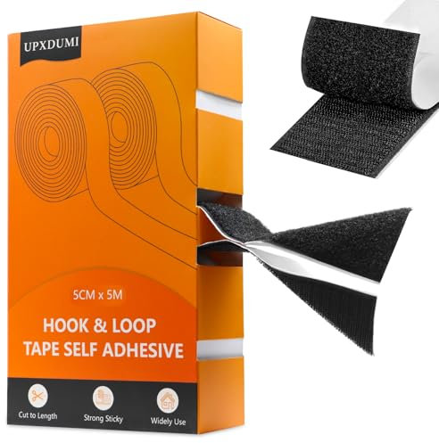 UPXDUMI Cinta Autoadhesiva 50mm x 5m Cinta Multiusos Tiras Autoadhesivas Negro Doble Cara Rollo Adhesivo Adecuado para Casa Alfombra Sofá Pared Colgar Tela Coser Industrial Exterior Etc