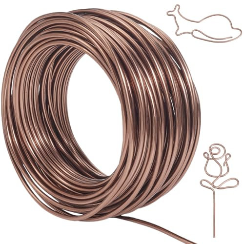 SUNNYCLUE 66 Fuß/20 m Aluminium Basteldraht Metall Schmuckschnur 3mm Braune Flexibel Künstlerischer Blumenkranz Modellierdraht Perlendraht Rolle Zur Schmuckherstellung Bonsai Bäume Ornamente DIY Bast