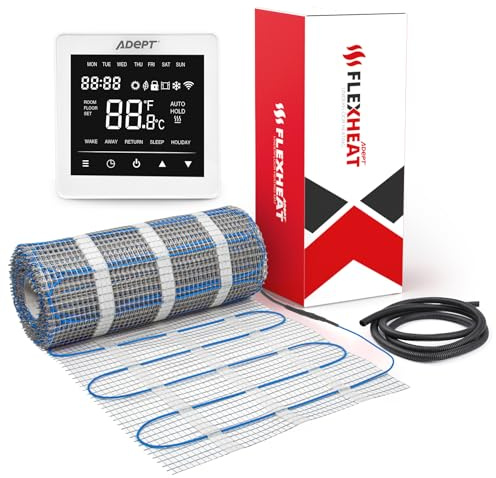 Adept Flexheat Electric Underfloor Heating Mat Kit - 200W/m2-2.5m2 - White WiFi Thermostat