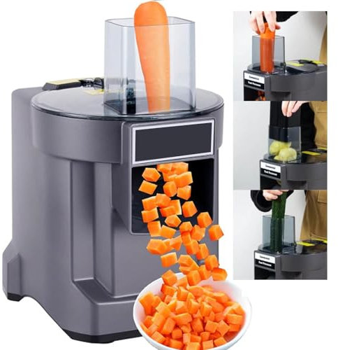 Procesador De Alimentos EléCtrico 3 En 1: Cortador Verduras, Rebanador, Rallador | Cortador Verduras AutomáTico,Picador Comercial Verduras Y Frutas,Para Cebollas,Patatas,Repollo Y LimóN,Grey