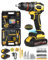 Maxesla 115PCS Cordless Drill Set 21V, 25+3 Torque Brushless Combi Drill with 2 * 2000mAh, 45N.m Max Electric Screwdriver Kit, 2 Variable Speed, LED Work Light, Home and Garden DIY Project Kit