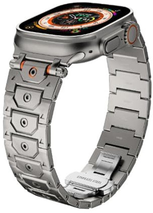 SCRUBY Cinturini per orologi in acciaio inossidabile Titan per Apple Watch Band Ultra 2 49mm 46mm 45mm 44mm Serie 10 9 8 7 6 5 4 3 2 1 SE con connettore in metallo(Hexagon titanium,45mm)