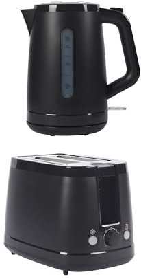 Progress Kettle & Toaster Set – 2-Slice Toaster with 6 Browning Levels and Defrost, Reheat, & Cancel Functions, 1.7 Litre Rapid Boil Kettle with Safety Features and Removable Limescale Filter, Black