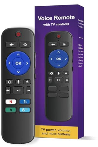 Sprachfernbedienungs-Ersatz – für Roku Streaming Player, Roku Stick, Roku TV und Roku Audio – 4 App-Shortcuts.