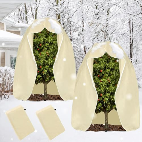 LAISLLA Pflanzenschutz Winter, 200x240cm Winterschutz für Pflanzen | Winterschutz für Kübelpflanzen mit Reißverschluss und Kordelzug, Pflanzen Winterschutz Draußen 2 Stück