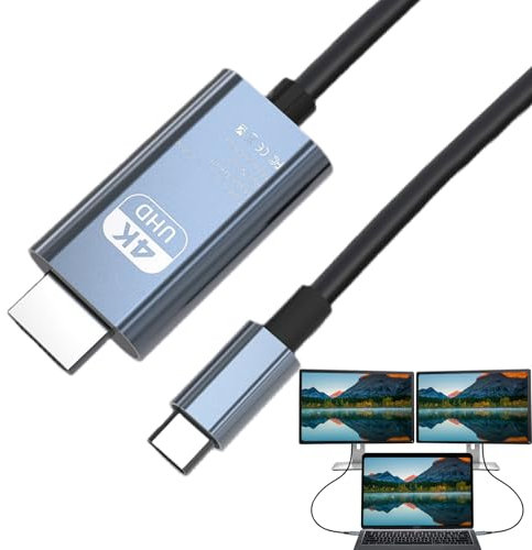 zjhukfmc USB C To HDTV Cord,200cm Cavo digitale video HD 4K60Hz,connettore proiettore,Cavo di convertitore del telefono cellulare,accessori per computer per il monitor telefonico