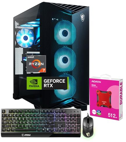 msi Aegis ZS2 RTX 5070 Gaming Desktop, AMD Ryzen 7 9700X (Intel i9-14900F), Liquid RGB Cooler, 64GB DDR5 RAM, 4TB SSD, RGB Backlit KB, Wi-Fi 7, Bundle with Adata 512GB External SSD, Black, W11H