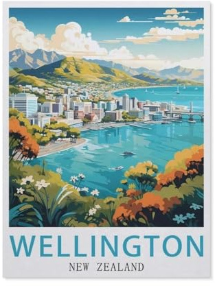 1000 Pieces Landscape Puzzles DIY，Wellington New Zealand，Jigsaw Creativity Toys for Kids Adults（26x38cm）-EY94