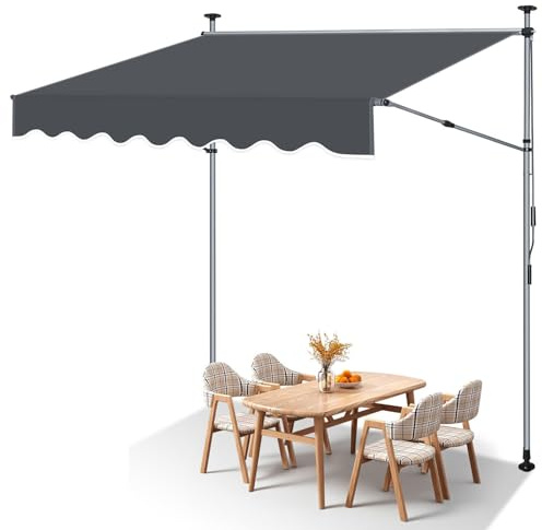 ISOISL Klemmmarkise 200 cm breit, Markise Balkon ohne Bohren Handkurbel & Seitenstangen verstellbar, Höhenverstellbar, UV-beständig Sonnenschutz für Terrasse Balkon Veranda, Anthrazit