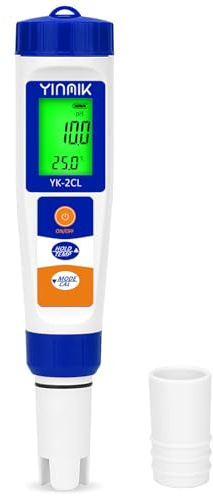 7 in 1 pH Messgerät Wasser, Pool Chlor Messgerät, Digitales pH Salzgehalt Messgerät, pH Leitfähigkeit Messgerät für Hydrokultur, YINMIK pH Chlor Salz EC TDS ORP Temp Messgerät für Aquarium Trinkwasser