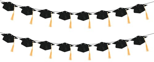 Graduation Deko Glitzer 2026 Graduation Deko Girlande Prüfung Bestanden ABI Dekoration Abschluss geschafft Abschluss Deco Banner für Abitur Bachelor Master Abschlussparty Dekoration