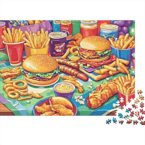 1000 Teile American Diner Puzzle für Erwachsene Papier Kreatives Food-Motiv Lernspiel Wanddeko Geschenk 38x26cm/1000pcs