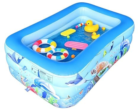 Pool für Blow Up – Sommer, rechteckig, verdicktes Planschbecken im Garten | Mobile Einheit für Familienwasserspiel-Ausrüstung, Zubehör für Schwimmaktivitäten