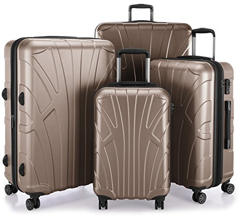 Suitline – 4er Set aus Handgepäck, mittelgroßer Koffer, großer Hartschalen-Koffer, übergroßer Reisekoffer Trolley Rollkoffer, TSA, 100% ABS Matt