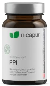 NICApur mediBalance PPI I Nährstoffe bei der Einnahme von Protonenpumpenhemmern & Magensäureblockern I mit B12, B6, C und D, Folsäure, Magnesium und Eisen I Reinsubstanz ohne Zusatzstoffe I 30 Kapseln