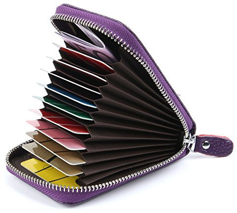 AirZyx Kreditkartenetui Damen Leder RFID Schutz Reißverschluss (Lila)