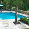 Gartendusche “Amrum” von ELBE aus Edelstahl 304 und gehärtetem Schwarzglas, mit Einhebelmischer, Überkopfdusche, Handbrause und WPC-Bodenplatte in Anthrazitgrau für Garten, Pool und Außenbereich