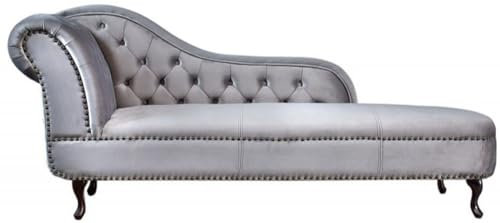 Casa Padrino Chesterfield Recamiere/Chaiselongue Silbergrau aus dem Hause Wohnzimmer Liege Sofa