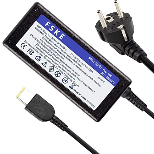 FSKE 45W 20V 2.25A Alimentatore Caricabatterie Portatile per Lenovo PA-1650-72 ADLX45NCC3A ADLX45NDC3A Y50-70 V110 G50-80 T470S X260 T440 X240 AC Adattatore, Notebook EUR Power Supply,11 * 5.0mm