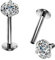 OUFER One Piece 16G G23 Solid Titanium Labret Piercing Internally Thread Lip Ring Clear CZ Tragus Helix Piercing Cartilage Earrings
