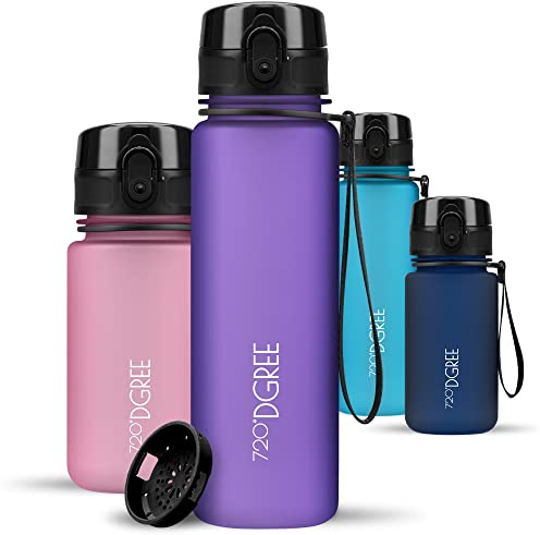 720°DGREE Trinkflasche ”uberBottle” – BPA-Frei, 6 Größen, über 40 Farben | Leichte Premium Tritan Sportflasche mit Sieb - Wasserflasche für Sport, Kinder, Schule, Fahrrad, Büro, Uni, Outdoor, Alltag